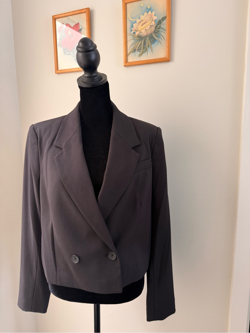 DKNY Cropped Double-Breasted Women's Blazer - Black